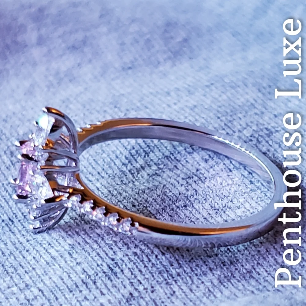 SOLID 925 Sterling Silver Oval Cut Morganite Beryl Ring - Picture 2 of 6